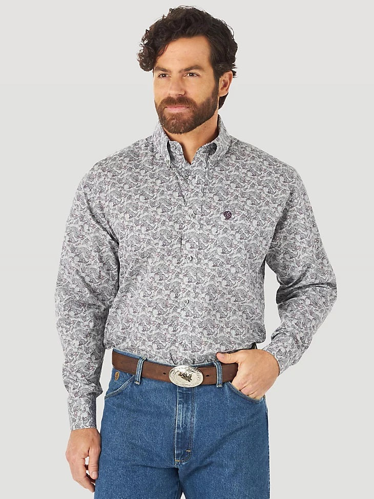 WRANGLER GEORGE STRAIT PURPLE PAISLEY LONG SLEEVE SHIRT