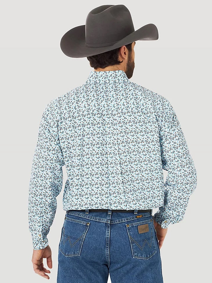 WRANGLER GEORGE STRAIT TEAL PAISLEY PRINT LONG SLEEVE SHIRT