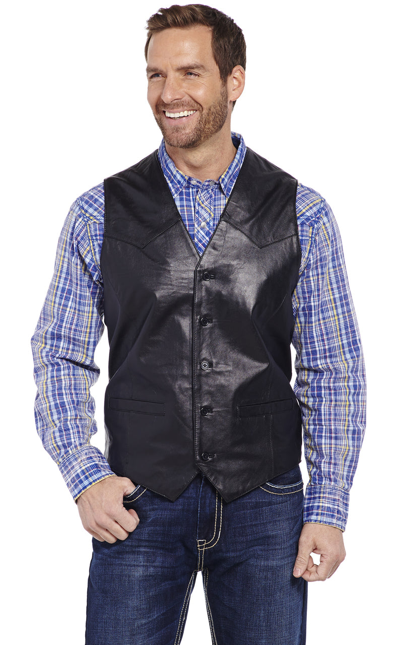 CRIPPLE CREEK BUTTON FRONT LEATHER VEST