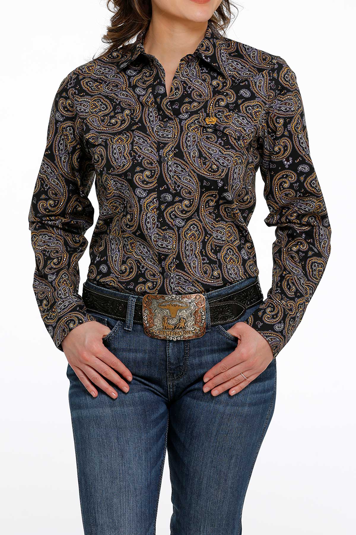 Cinch Black Paisley Multi Color Ladies Shirt