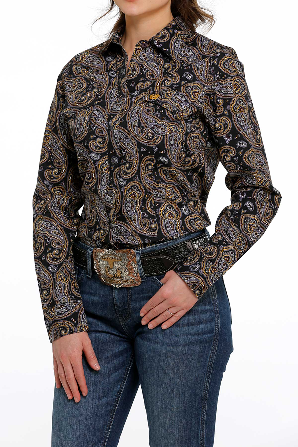 Cinch Black Paisley Multi Color Ladies Shirt