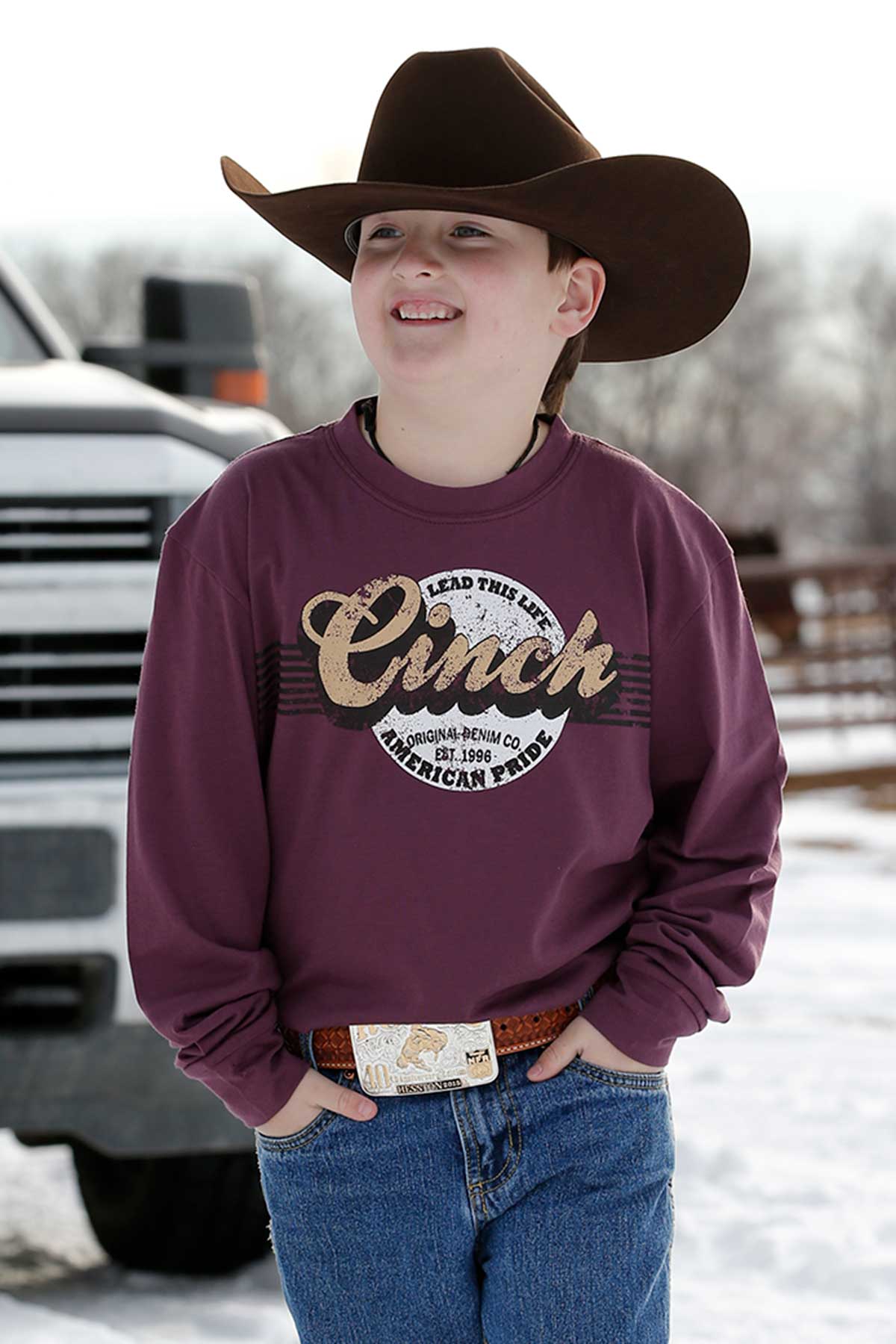 CINCH BOY'S PLUM AMERICAN PRIDE TEE