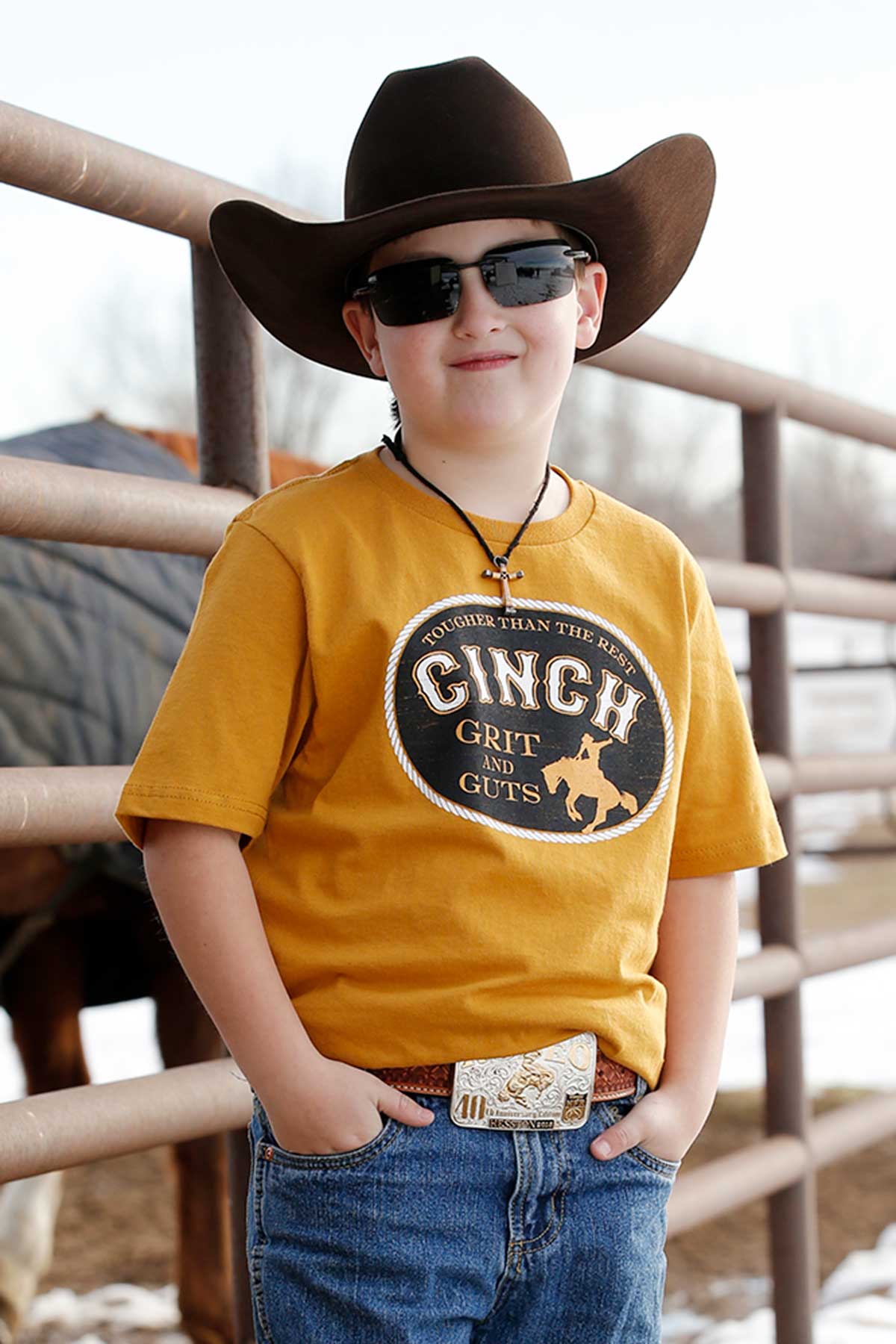 CINCH BOY'S GOLD GRIT & GUTS TEE