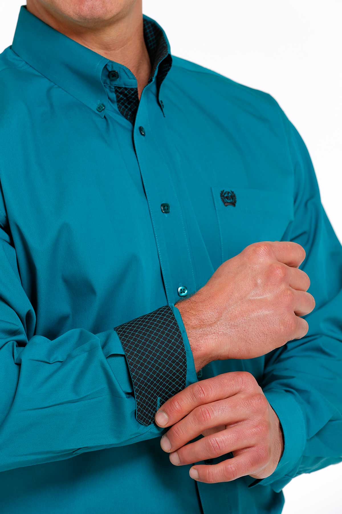 CINCH MEN'S TEAL SOLID BUTTON-DOWN WESTERN SHIRT