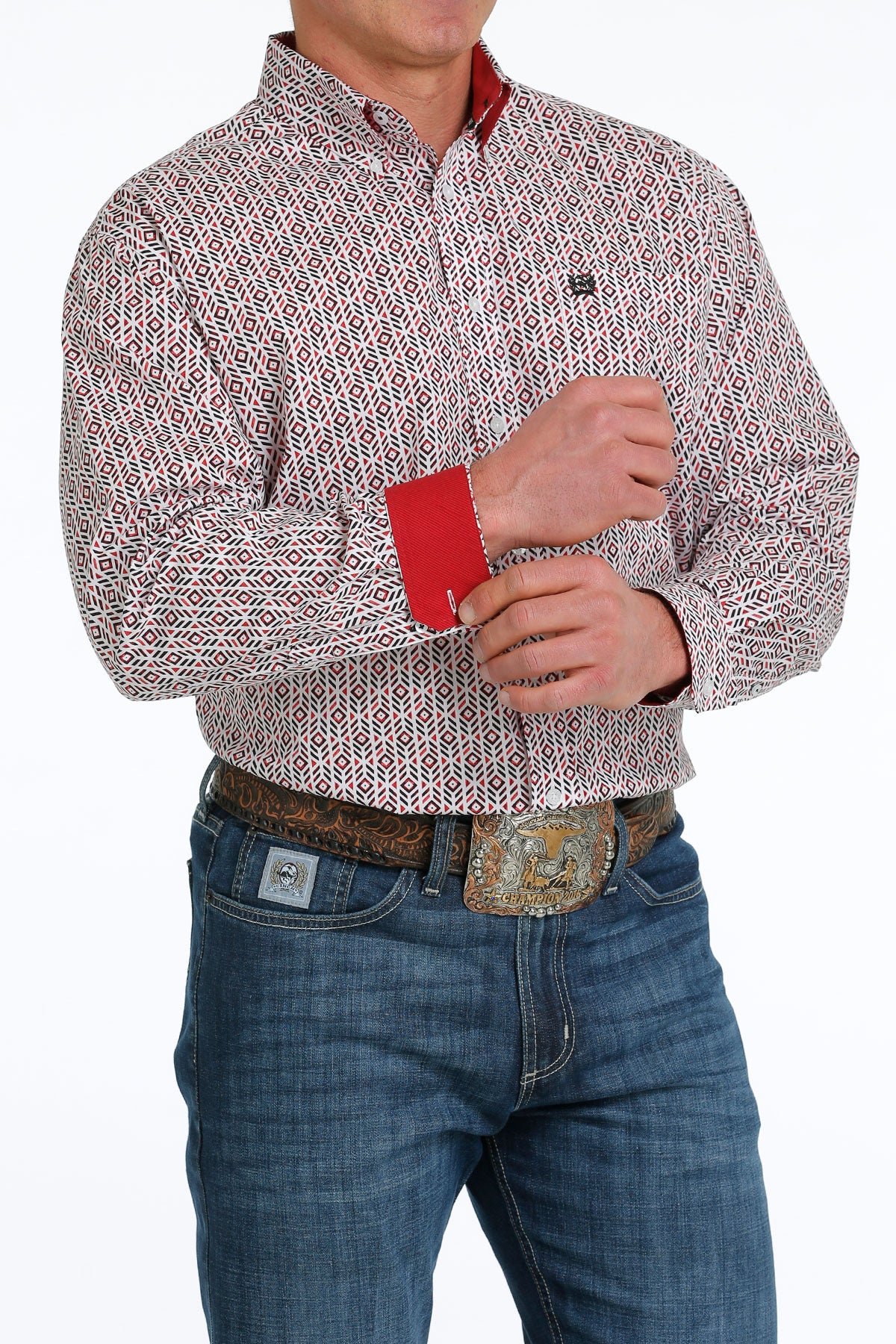 CINCH WHITE & RED GEOMETRIC PRINT
