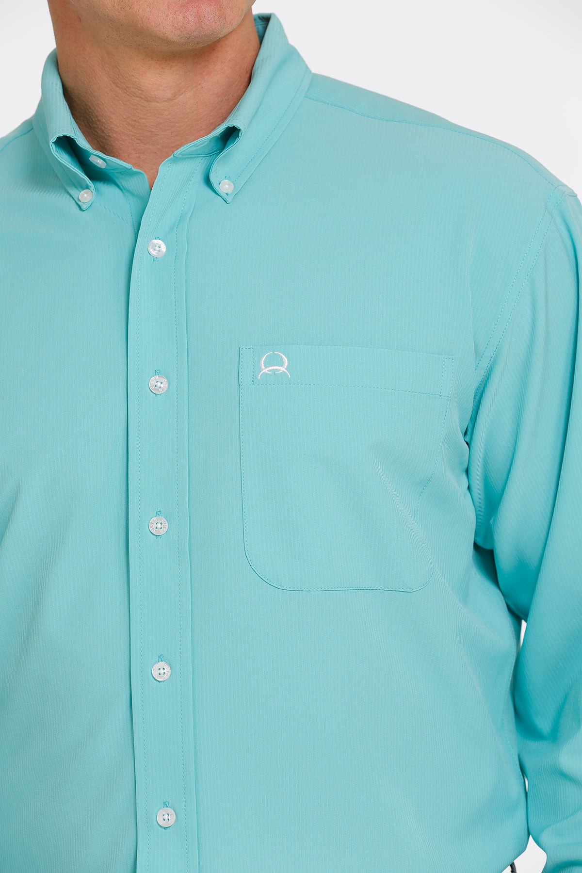 CINCH MEN'S SOLID LONG SLEEVE ARENAFLEX TURQUOISE SHIRT