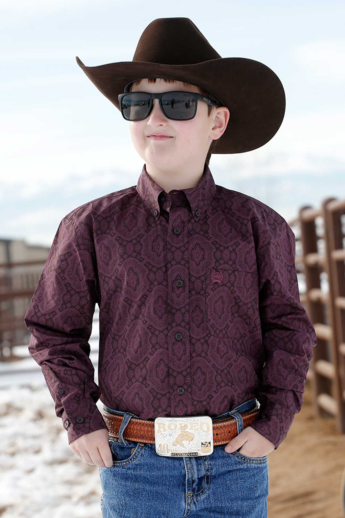 CINCH PAISLEY PRINT PURPLE LONG SLEEVE SHIRT