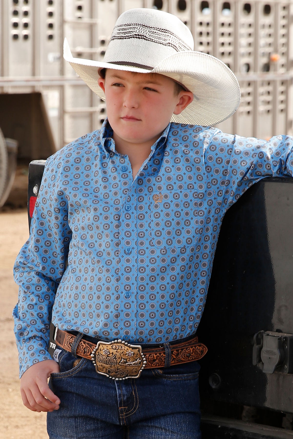 CINCH LIGHT BLUE PRINT LONG SLEEVE SHIRT