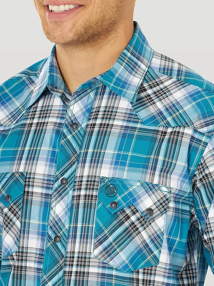 WRANGLER RETRO TEAL LONG SLEEVE SAWTOOTH SNAP