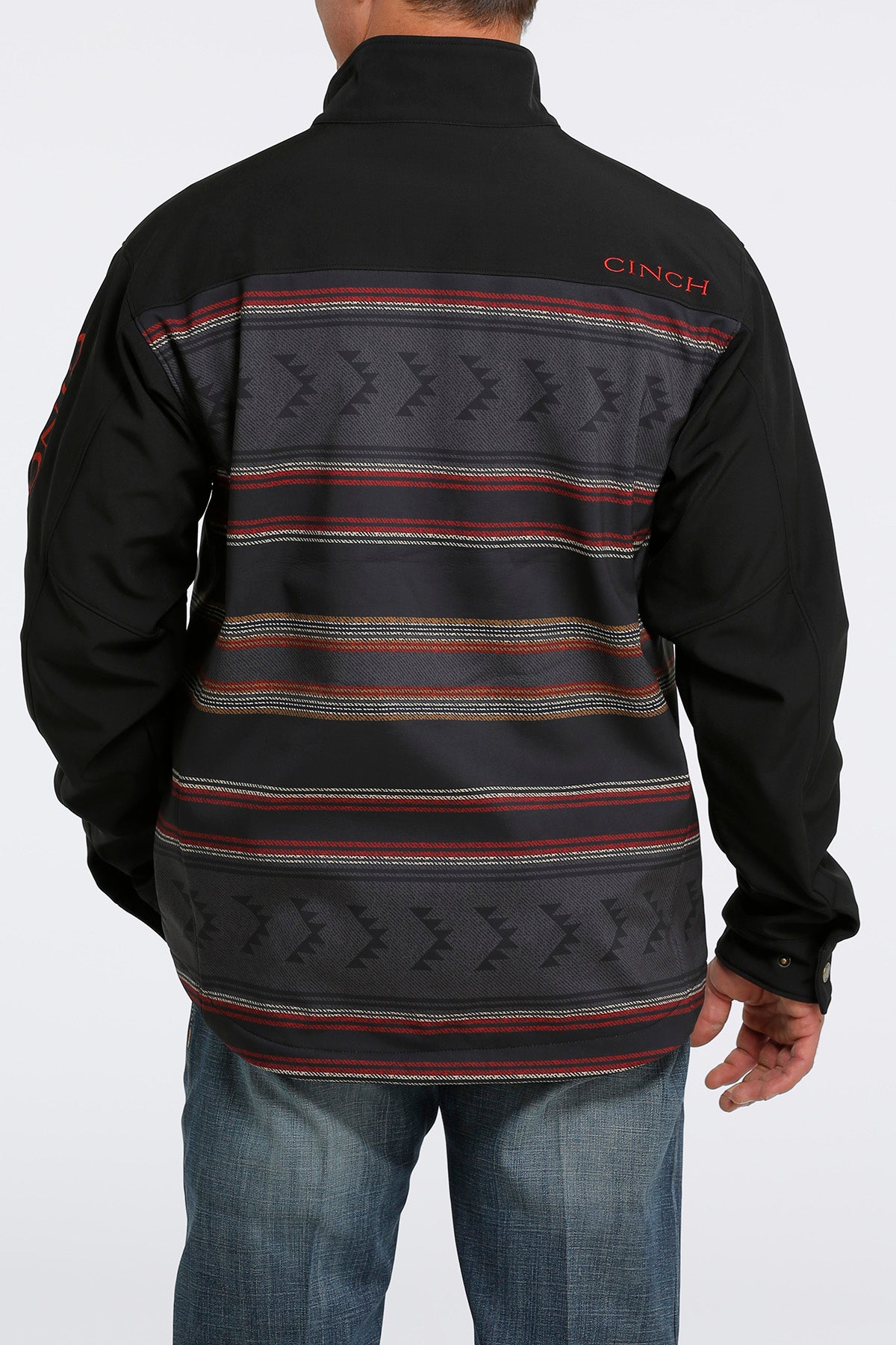 CINCH GREY STRIPED RED LOGO CONCEALED CARRY BONDED JACKET