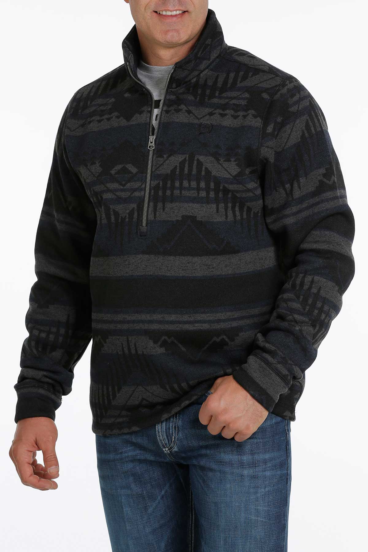 CINCH BLACK AZTEC ZIP SWEATER
