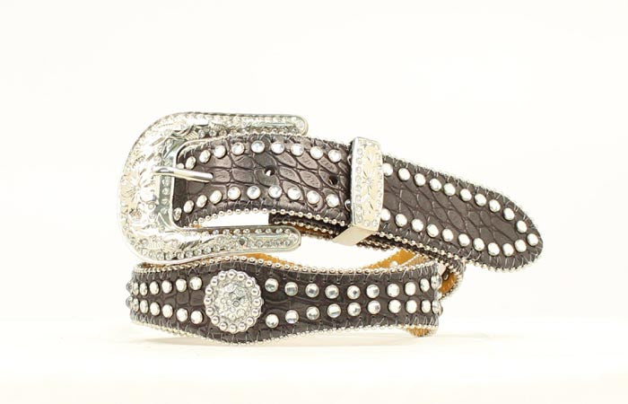 Nocona Girls' Black Faux Croc Belt