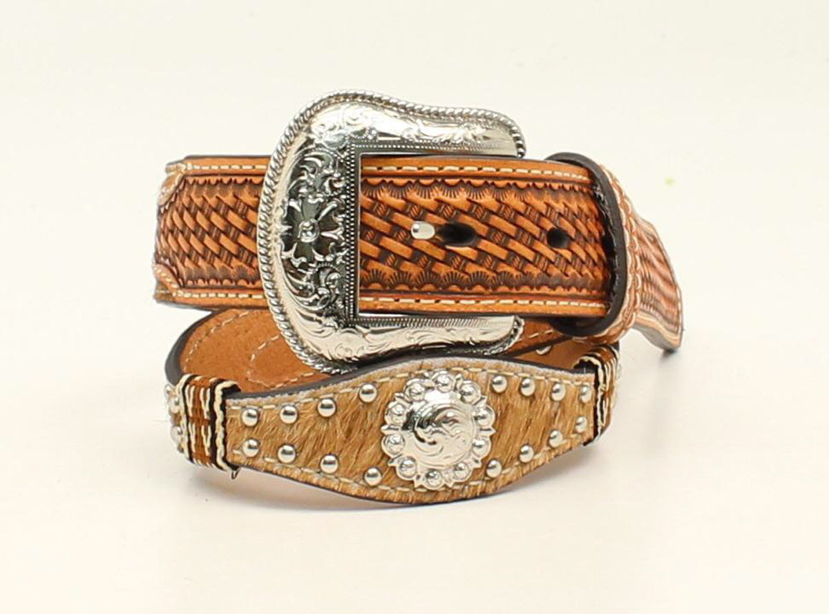 Nocona Boy's Calf Hair Scalloped Concho Belt