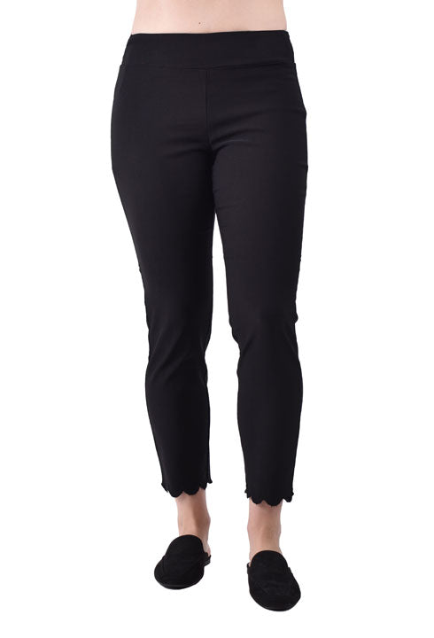 ETHYL PULL ON ANKLE PANT WITH SCALLOPED BOTTOM