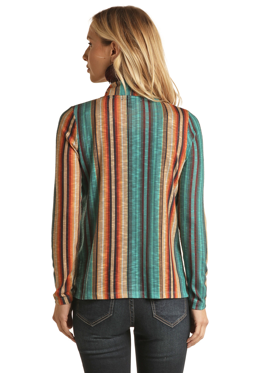 ROCK & ROLL LADIES STRIPE PRINTED CARDIGAN