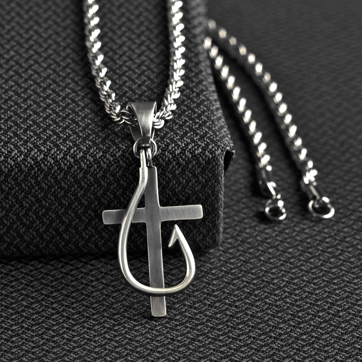 Cross Fish Hook Necklace