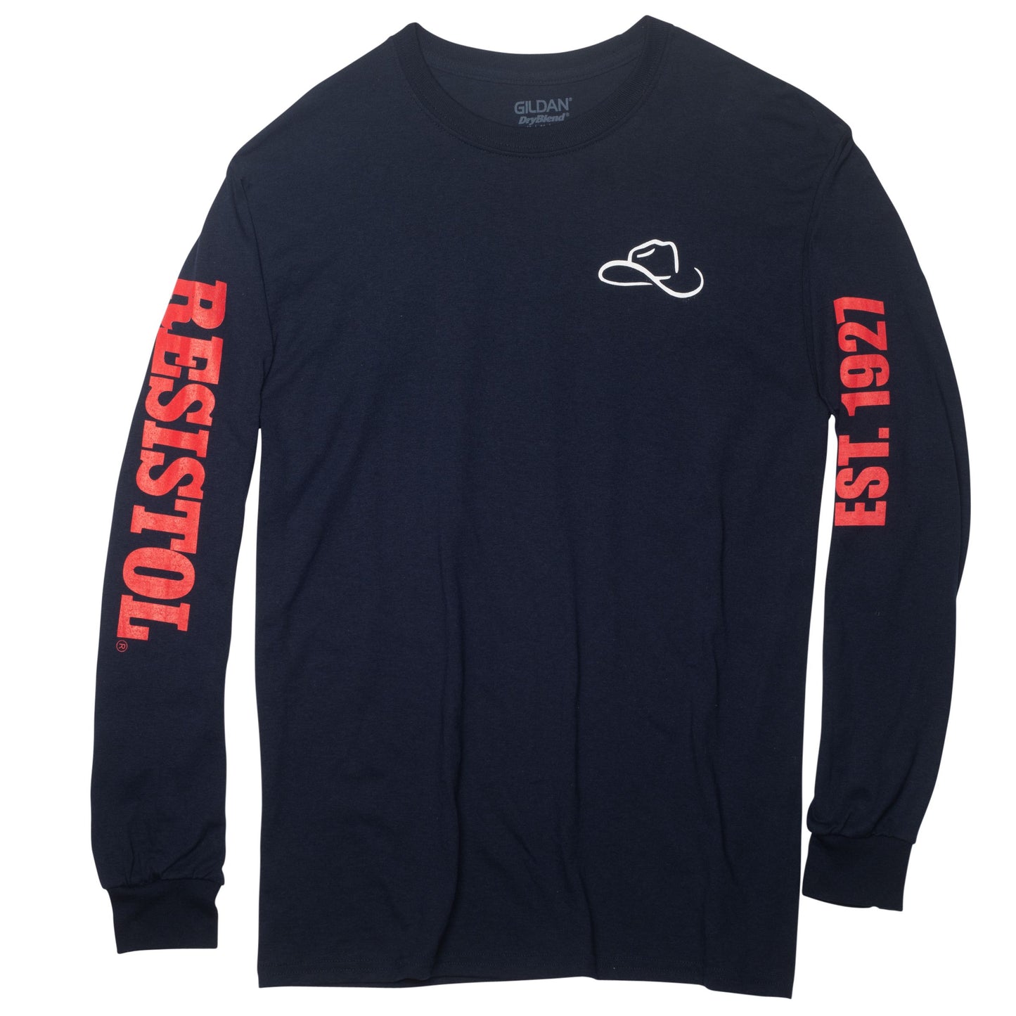 RESISTOL NAVY HEATHER/RED LOGO LONG SLEEVE T-SHIRT