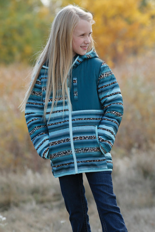 TURQUOISE LEOPARRD QUILTED PUFFER JACKET