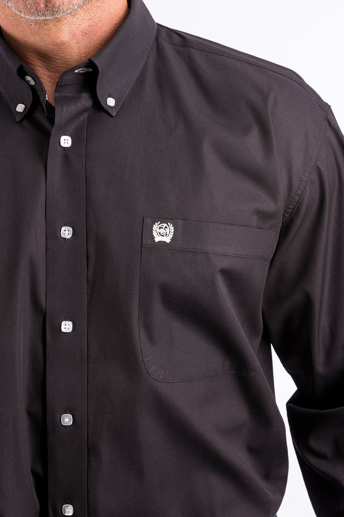 Cinch Men's Black Solid Long Sleeve Shirt