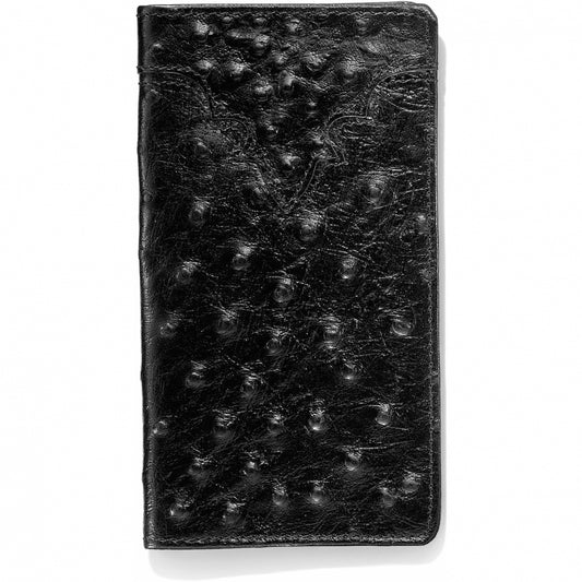 Ostrich Print Black Checkbook Wallet