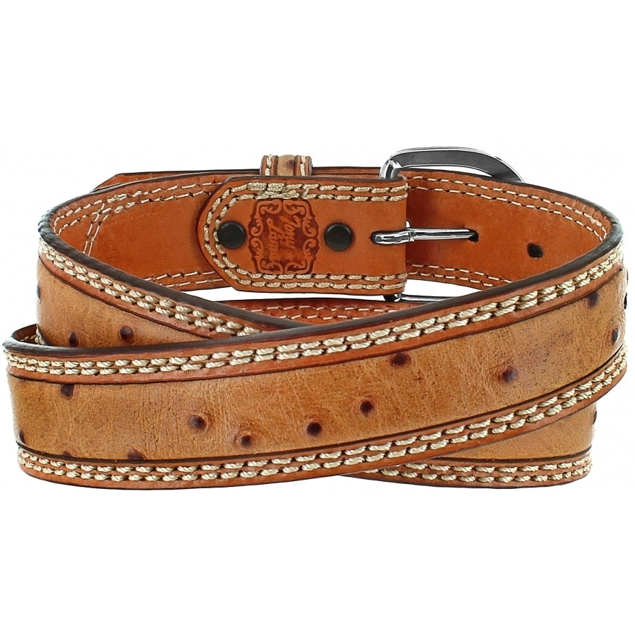 Tony Lama Ostrich Double Stitch Stockman Belt