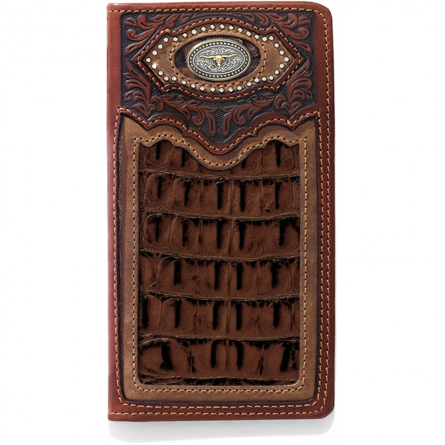 Dark Brown Gator Print Cattle Driven Checkbook Wallet