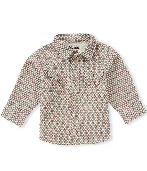 Wrangler Infant & Toddler Brown Cube Long Sleeve Shirt