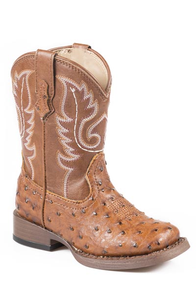 Roper Toddler Tan Ostrich Print Boot