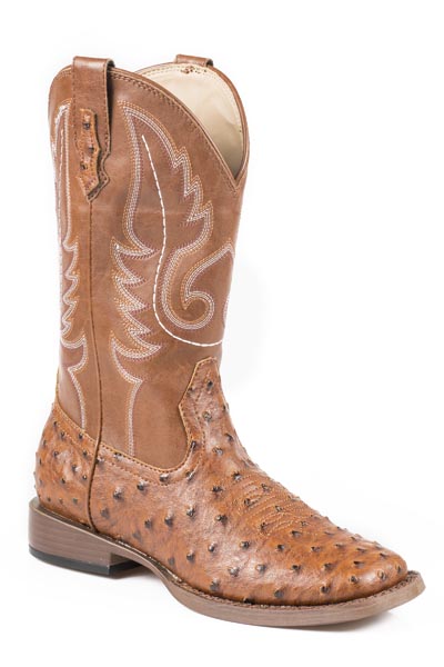 Roper Teen Tan Ostrich Print Boot