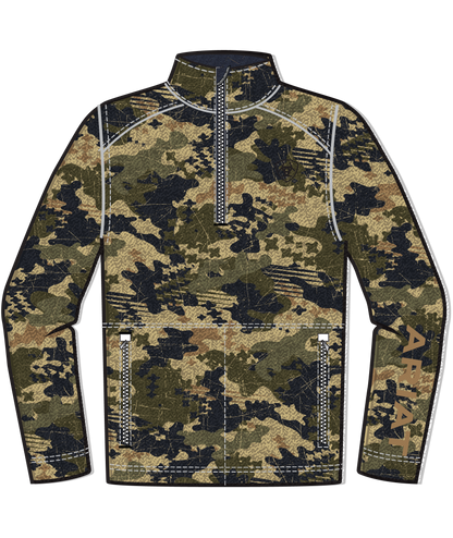 ARIAT CALDWELL GREEN CAMO 1/4 ZIP SWEATER