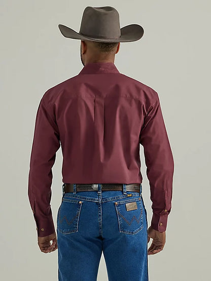 WRANGLER GEORGE STRAIT SOLID VIOLET WINE LONG SLEEVE