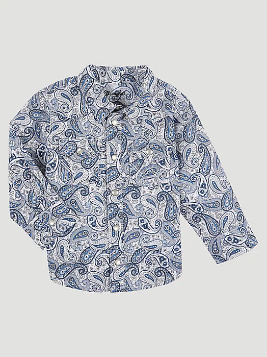 WRANGLER BABY BOY'S LONG SLEEVE BLUE PAISLEY SNAP SHIRT