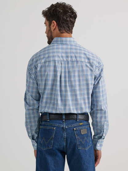 WRANGLER GEORGE STRAIT BLUE PLAID LONG SLEEVE SHIRT