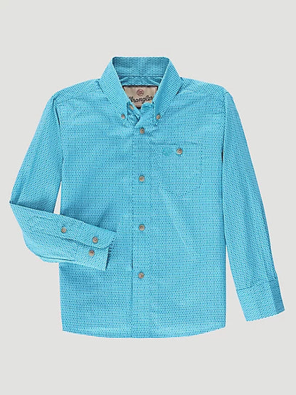 WRANGLER CLASSIC TEAL DISC BUTTON-DOWN PRINT SHIRT
