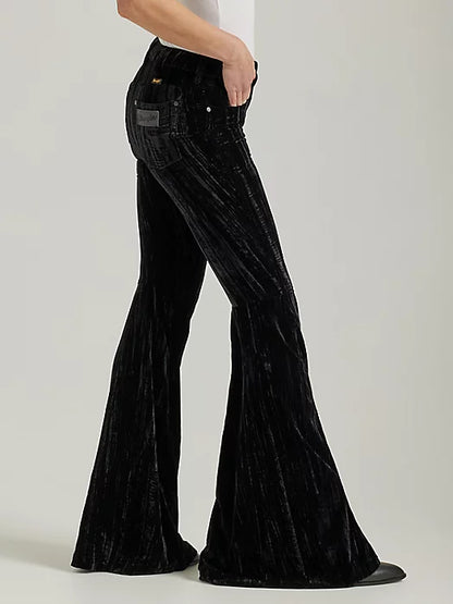 WRANGLER RETRO BLACK VELVET HIGH RISE TRUMPET FLARE JEAN