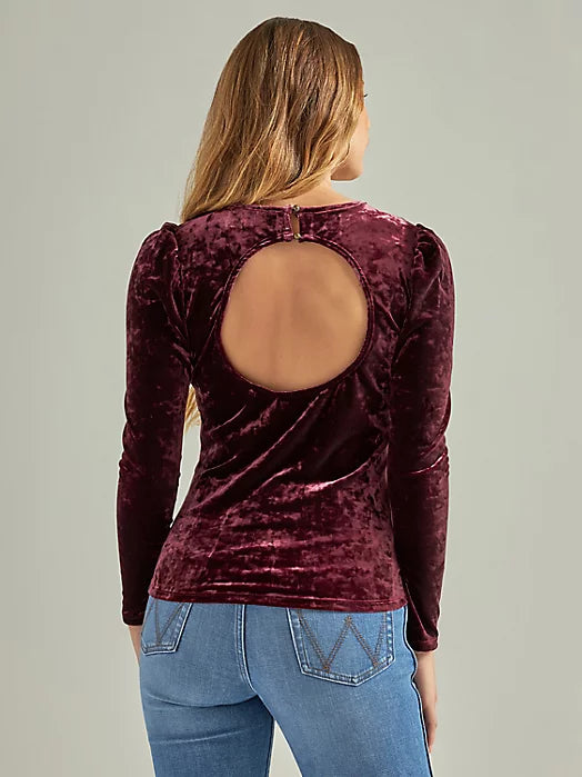 WRANGLER RETRO PORT ROYALE CUTOUT BACK PUFF SHOULDER TOP