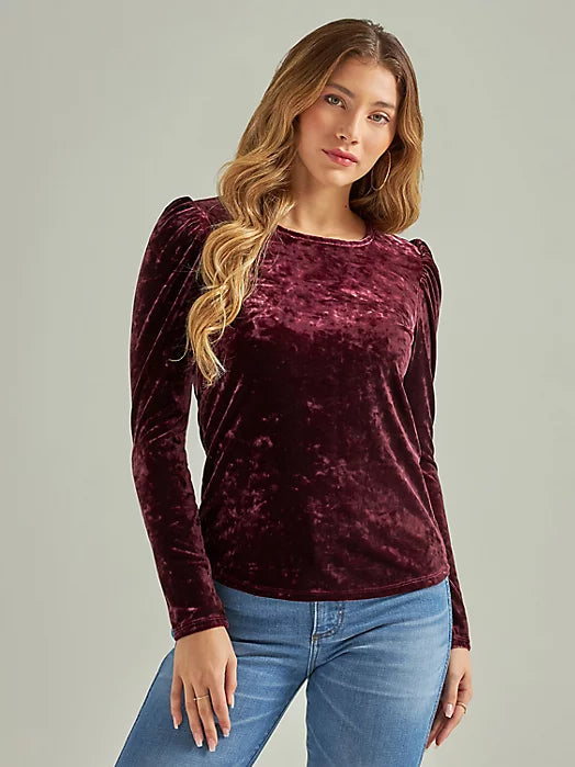 WRANGLER RETRO PORT ROYALE CUTOUT BACK PUFF SHOULDER TOP