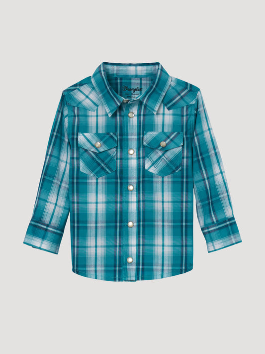 WRANGLER BABY TURQUOISE SNAP LONG SLEEVE SHIRT