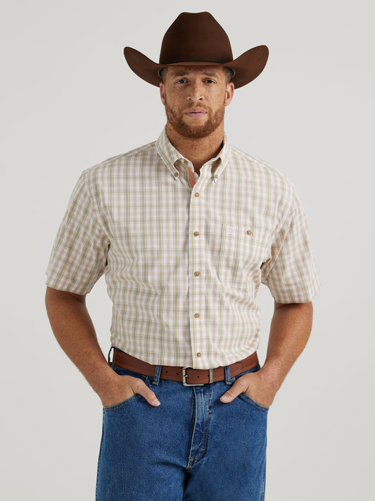 Wrangler Men's George Strait Olive Short Sleeve Shirt