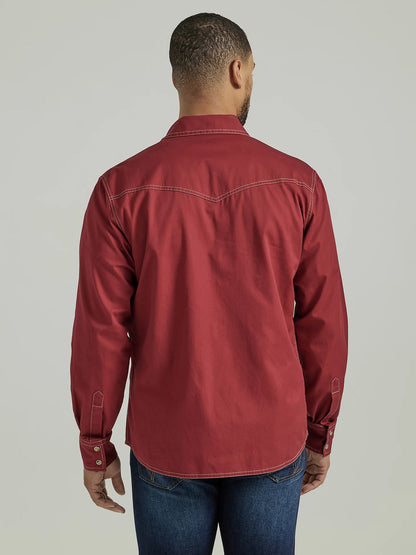 WRANGLER RETRO BRICK RED SNAP SOLID SHIRT