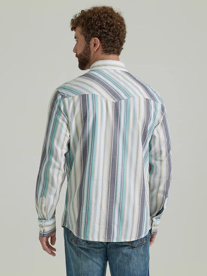 WRANGLER RETRO SEAFOAM SNAP PRINT SHIRT