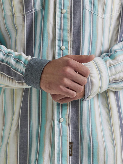 WRANGLER RETRO SEAFOAM SNAP PRINT SHIRT