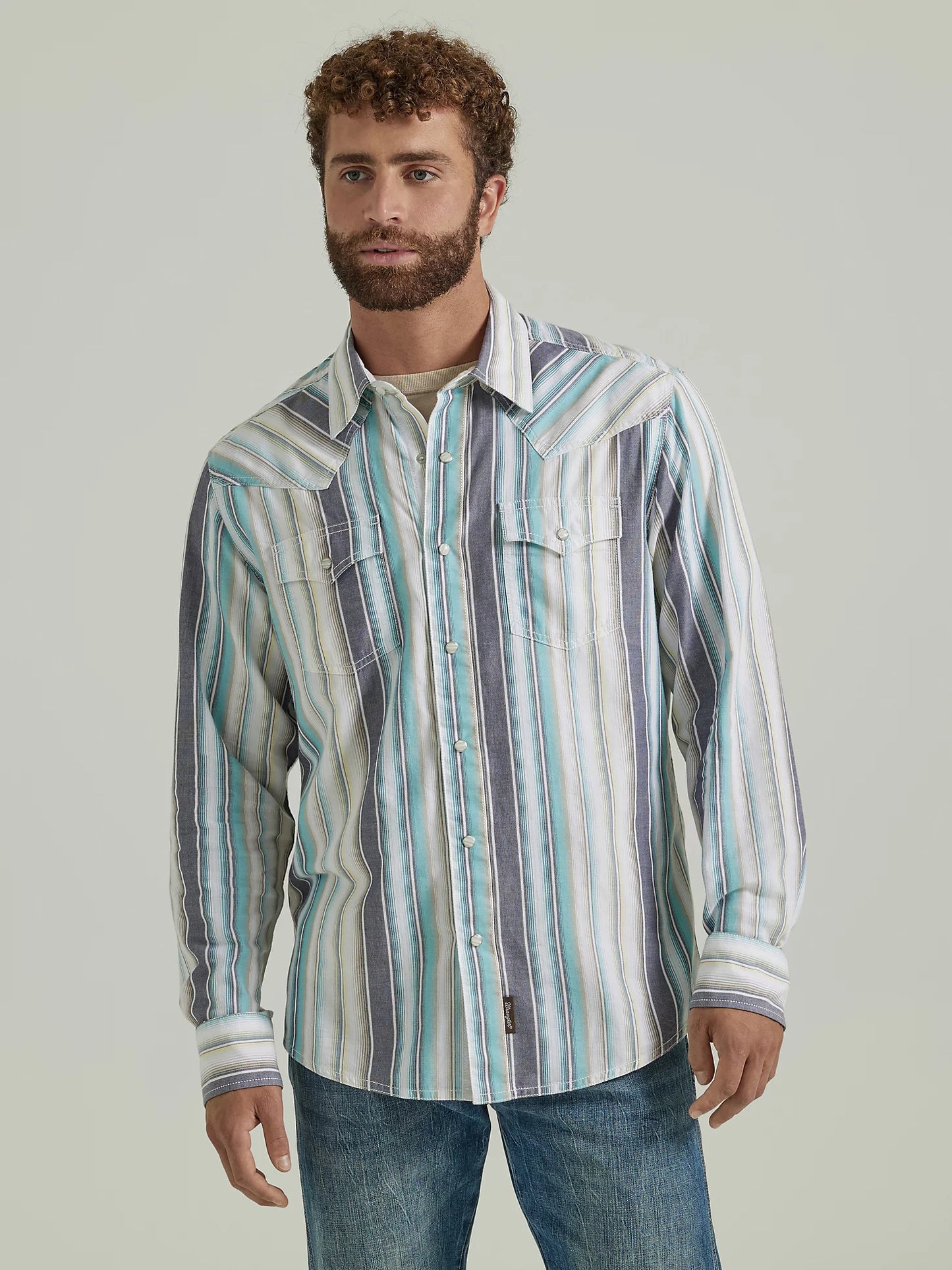 WRANGLER RETRO SEAFOAM SNAP PRINT SHIRT