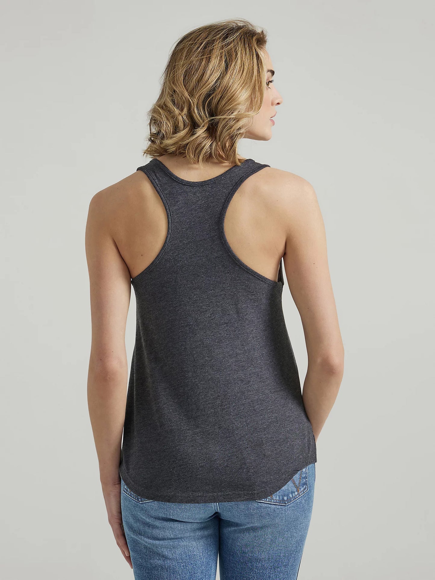 WRANGLER CAVIAR HEATHER SWOOPING EAGLE RACERBACK TANK