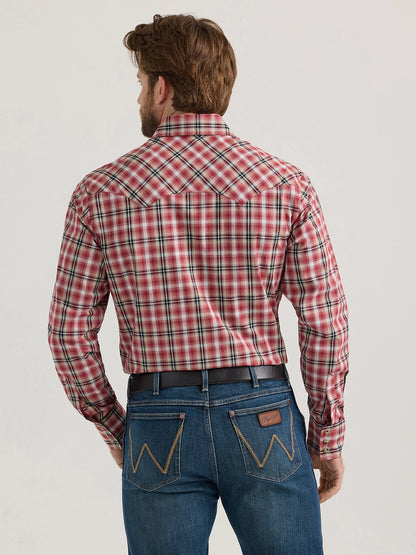 Wrangler Retro Vermilion Red Long Sleeve Sawtooth Snap Pocket Western Shirt