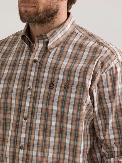 Wrangler George Strait Big Brown Long Sleeve Button Down Two Pocket Shirt