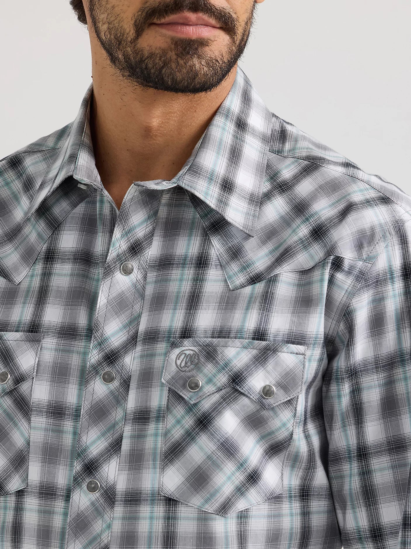 Wrangler Retro Smoky Grey Long Sleeve Sawtooth Snap Pocket Shirt
