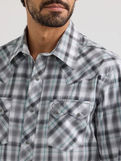 Wrangler Retro Smoky Grey Long Sleeve Sawtooth Snap Pocket Shirt