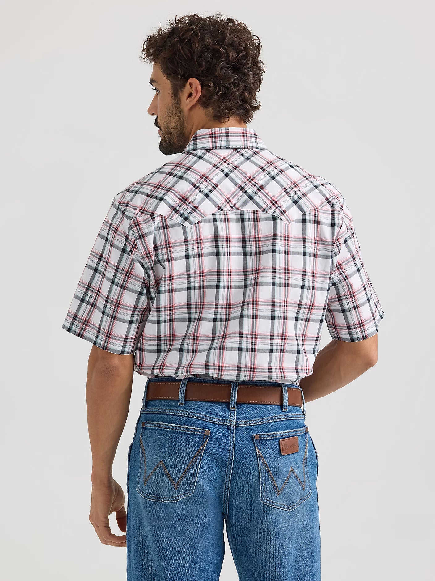 Wrangler Retro Frosted Red Short Sleeve Sawtooth Pocket Snap Shirt