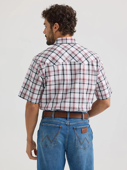 Wrangler Retro Frosted Red Short Sleeve Sawtooth Pocket Snap Shirt